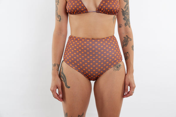 Abbie Recycled High Waist Bikini Bottom - Star Print