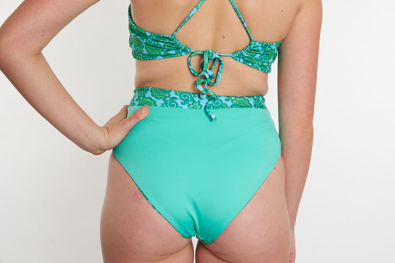 Cindy Recycled High Waist Bikini Bottom - Seaweed Print – Camp
