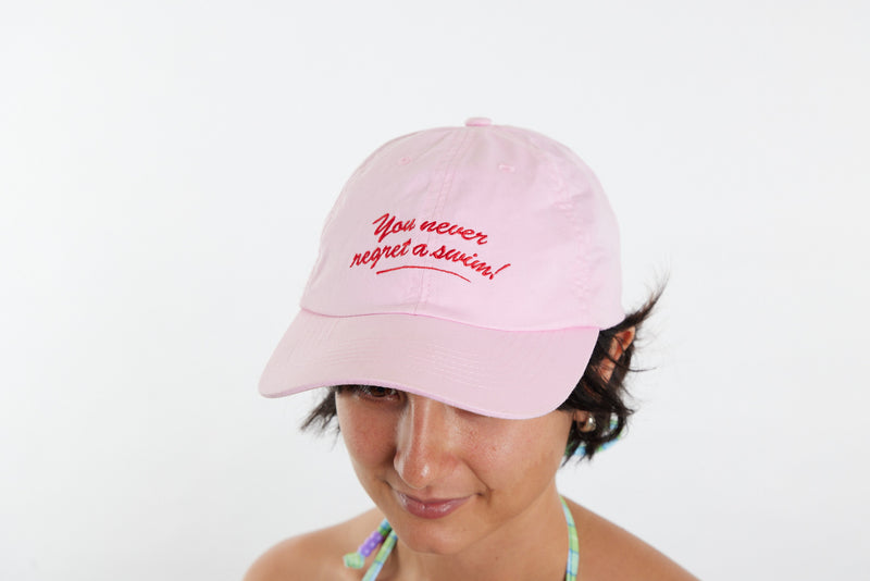 'You Never Regret a Swim' Cap - Pink