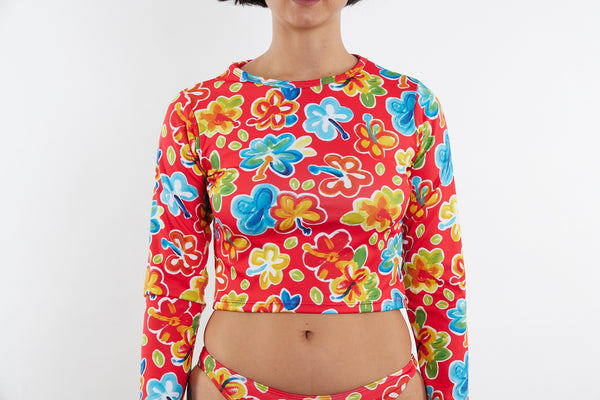 Recycled Long Sleeve Rashie UPF50+ - Hibiscus 25