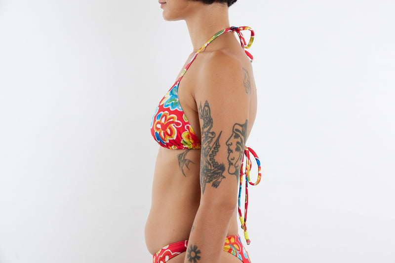 Saturday Recycled Triangle Bikini Top - Hibiscus 25