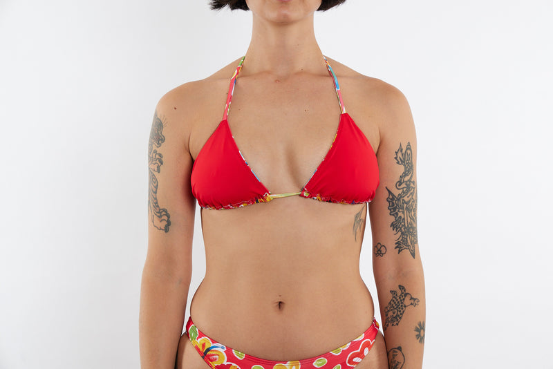 Saturday Recycled Triangle Bikini Top - Hibiscus 25