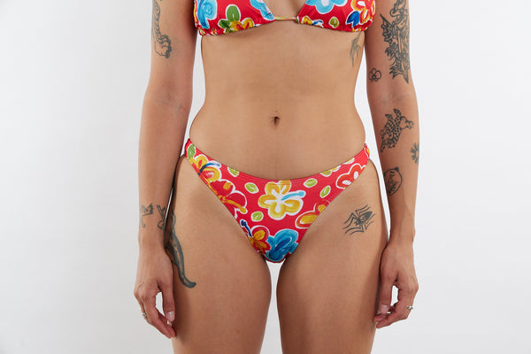 Sunny Recycled Mid Rise Bikini Bottom - Hibiscus 25