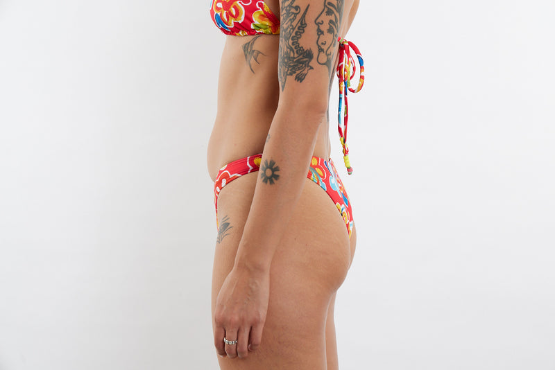 Sunny Recycled Mid Rise Bikini Bottom - Hibiscus 25