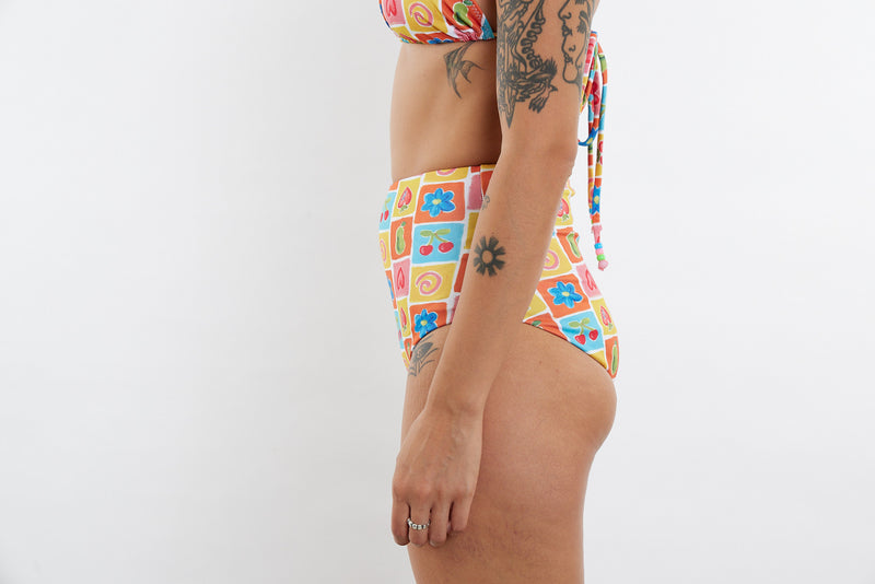 Abbie Recycled High Waist Bikini Bottom - Fruit Cup