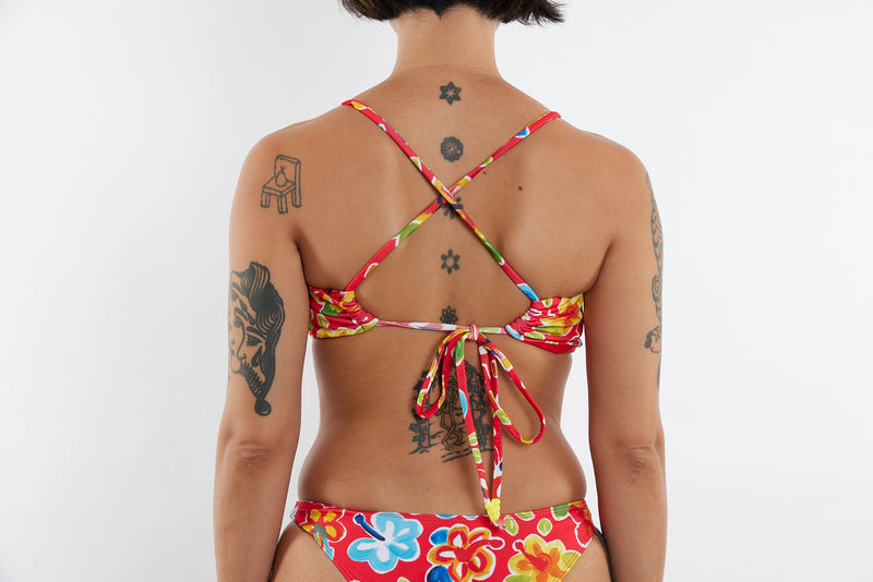 Casey Recycled Bandeau Bikini Top - Hibiscus 25