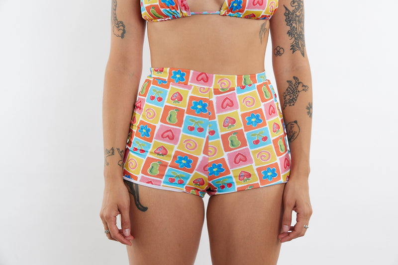 Nicole Recycled High Waist Swim Short - Fruit Cup