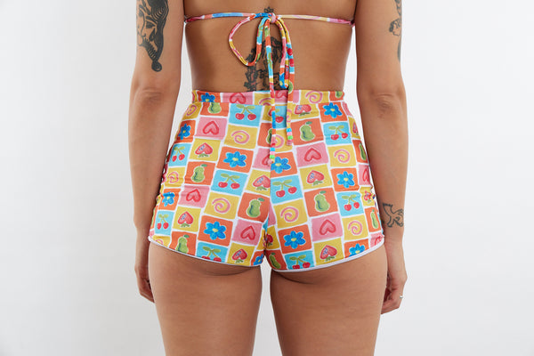 Nicole Recycled High Waist Swim Short - Fruit Cup