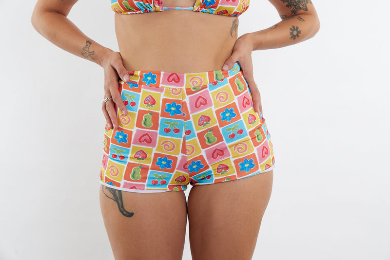 Nicole Recycled High Waist Swim Short - Fruit Cup