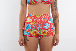 Nicole Recycled High Waist Swim Short - Hibiscus 25