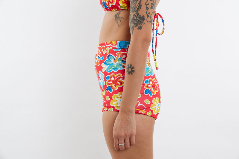 Nicole Recycled High Waist Swim Short - Hibiscus 25