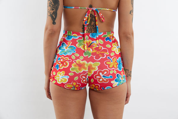 Nicole Recycled High Waist Swim Short - Hibiscus 25